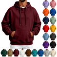 thumbnail image 1 of UDAUDU Men's Lightweight Pullover Hoodie Long Sleeve Sweatshirt Relaxed Fit Drawstring Hood Solid Color Cotton Sweatshirt for Casual Fall Layering 3XL, 1 of 9