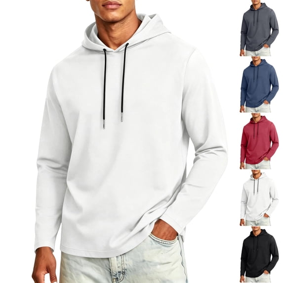 UDAUDU Men's Long Sleeve Hoodie Drawstring Pullover Lightweight Men's Athletic Workout Gym Hooded Sweatshirts 2XL