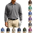 thumbnail image 1 of UDAUDU Men's Long Sleeve Polo Shirt Button Collared Casual Pullover Top | Ultra-soft Stretch Feel, Comfortable Soft, Slim Fit ,Relaxed Fit,Solid,Thermal Golf Polo Shirts Gray 3XL, 1 of 5