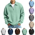 thumbnail image 1 of UDAUDU Men's Quarter Zip Sweatshirts Pullover Sweater Cable Knit Long Sleeve Sweater Classic Casual Sweater Mint Green M, 1 of 8