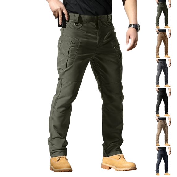 UDAUDU Men's Stretch Pants Waterproof Ripstop Cargo Pants Lightweight Breathable Casual Hiking Work Pants 3XL
