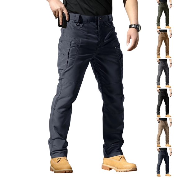 UDAUDU Men's Stretch Pants Waterproof Ripstop Cargo Pants Lightweight Breathable Casual Hiking Work Pants 3XL