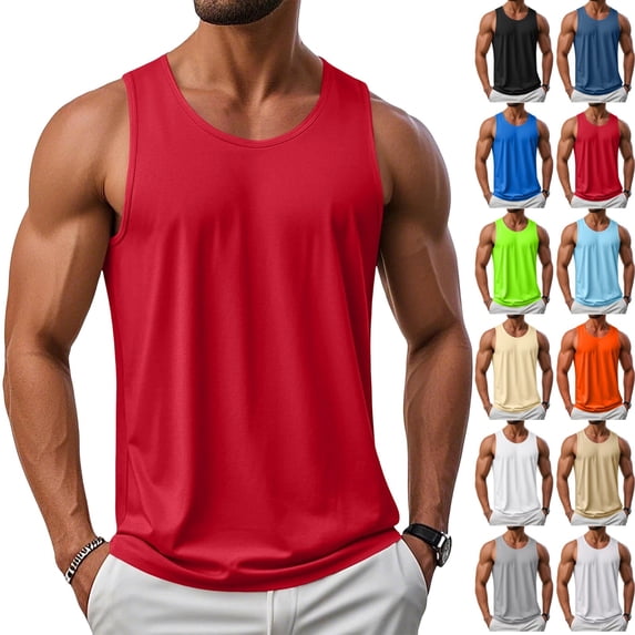 UDAUDU Men's Tank Top Casual Gym Workout Muscle Sleeveless Shirts Quick Dry Cooling UPF 50+ Tank Tops Casual Daily Wear Gym Workout Outdoor Activities Shirts 2XL