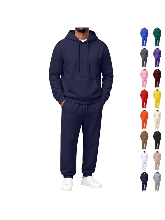 Men's Tracksuits 2 Piece Set Sweatsuits Casual Hoodies and Sweatpants Athletic Outfits Jogging Soft Sweat Suits for Men XL