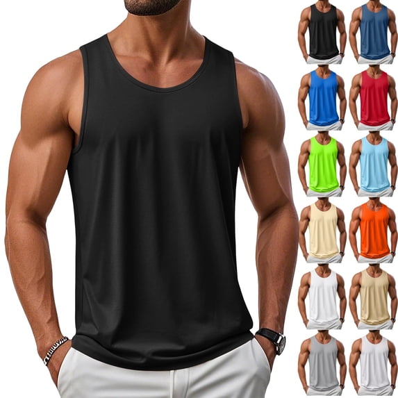 UDAUDU Men's UPF 50+ Quick Dry Tank Tops Athletic Muscle Tee | Sleeveless Workout Shirts for Athletic Gym Running Beach Swimming Outdoor Sports 3XL