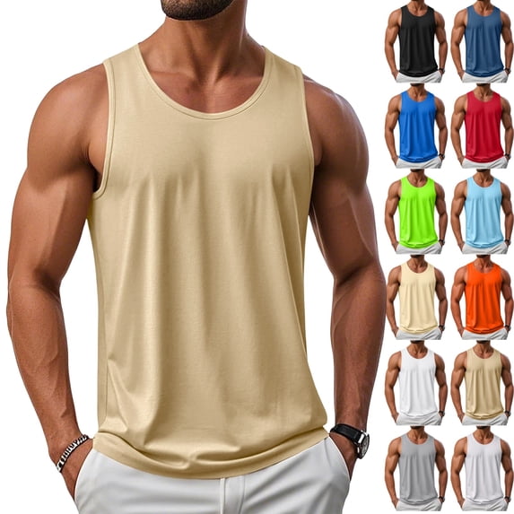 UDAUDU Men's UPF 50+ Quick Dry Tank Tops Athletic Muscle Tee | Sleeveless Workout Shirts for Athletic Gym Running Beach Swimming Outdoor Sports M