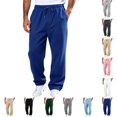 thumbnail image 1 of UDAUDU Mens Baggy Sweatpants Casual Straight Wide Leg Sweat Pants Drawstring Athletic Workout Gym Jogger with Pockets Navy S, 1 of 9