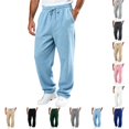 thumbnail image 1 of UDAUDU Mens Baggy Sweatpants Casual Straight Wide Leg Sweat Pants Drawstring Athletic Workout Gym Jogger with Pockets Sky Blue S, 1 of 8