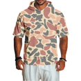 thumbnail image 1 of UDAUDU Mens Camo Shirts with Hood Breathable Lightweight Short Sleeve Hooded Athletic 2026 Fall Trendy Tops Vermilion L, 1 of 8