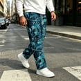 thumbnail image 1 of UDAUDU Mens Cargo Pants Fall Lightweight Stretch Drawstring Trouser Outdoor Trendy Joggers with Pockets Royal Blue L, 1 of 7