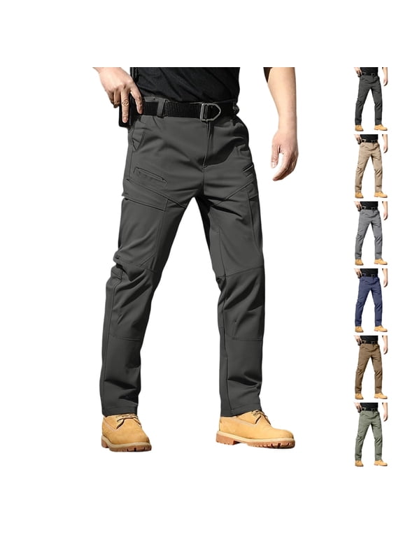 Mens Cargo Pants Water Resistant Relaxed Fit Hiking Work Outdoor Pants Multi Pockets Ripstop Flex Baggy Pant Black M