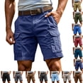 thumbnail image 1 of UDAUDU Mens Cargo Shorts 7 Inch Inseam with Pockets Cargo Knee Length Shorts Hiking Relaxed Fit Work Fishiing Chino Shorts Comfy Outdoors Shorts Navy M, 1 of 9