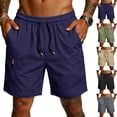 thumbnail image 1 of UDAUDU Mens Cargo Shorts Athetic Quick Dry Lightweight Pull-On Hiking Shorts for Sports Outdoor with Zipper Pockets Dark Blue S, 1 of 6