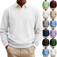 thumbnail image 1 of UDAUDU Mens Casual Cotton Polo Sweatshirts Comfortable Long Sleeve Color Block Button Collared Fall Winter Fleece Pullover Shirts White L, 1 of 5