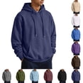thumbnail image 1 of UDAUDU Mens Casual Hooded Collar Drawstring Hoodies Pullover Sweatshirts Fall Winter Long Sleeve Pullover Shirts Navy L, 1 of 7