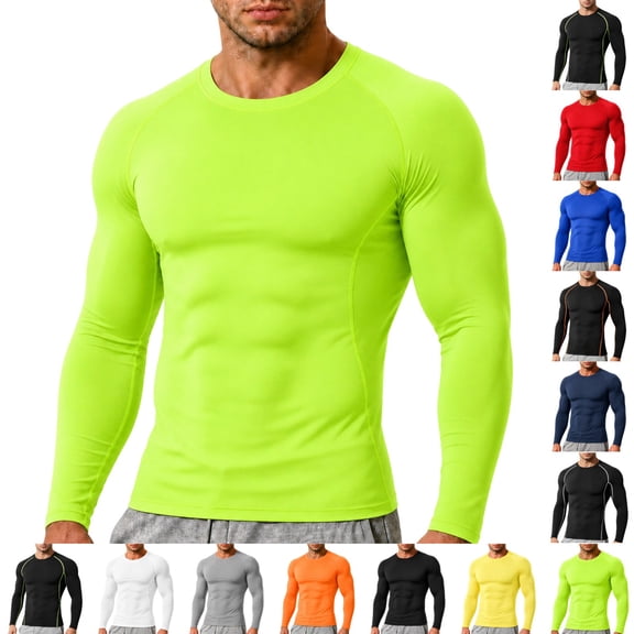 UDAUDU Mens Compression Shirts Long Sleeve Athletic Shirt Workout T-Shirts Sports Quick Dry Undershirts Running Tops M