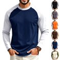 thumbnail image 1 of UDAUDU Mens Crewneck Tops Raglan Block Casual Soft Long Sleeve Tshirts Daily Wear Athletic Tops S, 1 of 5