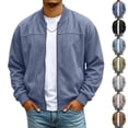 thumbnail image 1 of UDAUDU Mens Faux Suede Jacket Lightweight Zip Up Long Sleeve Bomber Jacket Fall Winter Outwear with Pockets L, 1 of 8