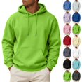 thumbnail image 1 of UDAUDU Mens Fleece Hoodie Long Sleeves Casual Pullover Drawstring Hooded Sweatshirt with Kangaroo Pocket Cozy Basic Hoodies for Men Light Green S, 1 of 8