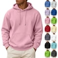 thumbnail image 1 of UDAUDU Mens Fleece Hoodie Long Sleeves Casual Pullover Drawstring Hooded Sweatshirt with Kangaroo Pocket Cozy Basic Hoodies for Men Pink 3XL, 1 of 9