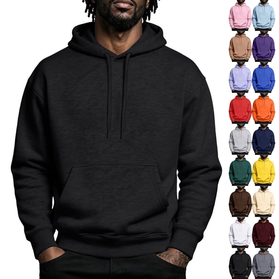 UDAUDU Mens Fleece Oversized Hoodie Pullover Sweatshirts Fall Winter Cozy Pullover Drawstring with Pocket Regular Fit Workout Travel Outfit S