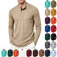 thumbnail image 1 of UDAUDU Mens Henley Long Sleeve Shirts Waffle Knit Lightweight Basic Thermal Shirt Slim Fit 2026 Fall Fashion Button Down Casual Pullovers Khaki L, 1 of 9