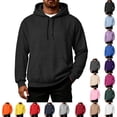 thumbnail image 1 of UDAUDU Mens Hooded Sweatshirt Casual Relaxed Fit Thermal Fleece Pullover Hoodie Ribbed Cuffs Hem for Workout Outdoor Activities Black 2XL, 1 of 5