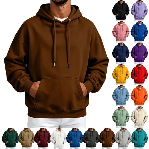UDAUDU Mens Hoodies Fleece Pullover Hooded Sweatshirt Lightweight Long Sleeve Oversized Y2K Workout Athletic Hoodie With Pockets 2XL