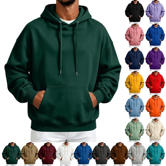 UDAUDU Mens Hoodies Fleece Pullover Hooded Sweatshirt Lightweight Long Sleeve Oversized Y2K Workout Athletic Hoodie With Pockets M