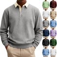 thumbnail image 1 of UDAUDU Mens Polo Shirts Long Sleeve Pullover Sweatshirts Color Block 2026 Fall Winter Contrast Collar Button Down Golf Shirt Gray S, 1 of 6