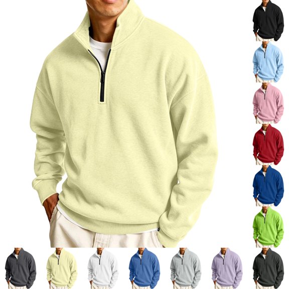 UDAUDU Mens Pullover Quarter Zip Lightweight Oversized Fleece Sweatshirt Drawstring Running Streetwear Lightweight Fall Winter Outfit 2XL