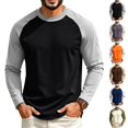 thumbnail image 1 of UDAUDU Mens Shirts Crew Neck Raglan Color Block Casual Soft Long Sleeve Tee Daily Wear Work Blouses XL, 1 of 5