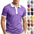 thumbnail image 1 of UDAUDU Mens Short Sleeve Polo Shirts Casual Slim Fit Basic Shirt Top Classic Collared T Shirt 3-Button Golf Shirt Casual Work Outdoor Gym Tee 2XL, 1 of 8