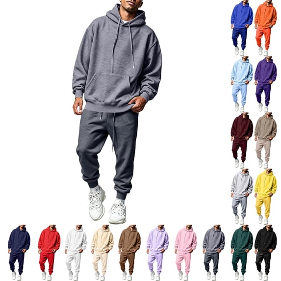 UDAUDU Mens Sweatsuits 2 Piece Men's Jogging Tracksuit Set Hoodie Casual Athletic Long Sleeve Sweat Suit Set Dark Gray M