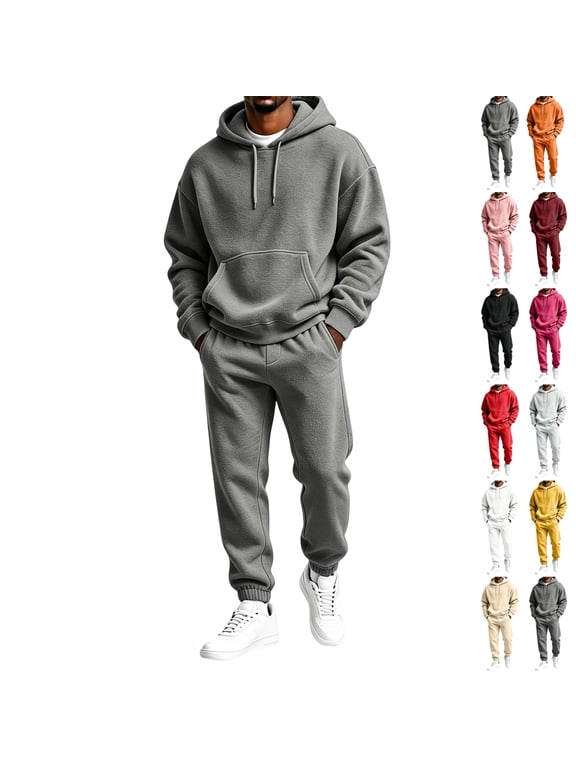 Mens Sweatsuits Sweat Suit Jogging Track Suits 2 Piece Matching Sets Outfits Casual Comfortable Soft Athletic Tracksuits Dark Gray XL