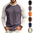 thumbnail image 1 of UDAUDU Mens Tops Crew Neck Raglan Block Casual Long Sleeve Tshirts Regular Fit Work Blouses 4XL, 1 of 5
