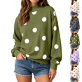 thumbnail image 1 of UDAUDU Polka Dot Sweatshirt for Women Trendy Mock Neck Oversized Pullover Tops Long Sleeve Casual Y2K Cute Fall Winter Going Out Sweatshirt S, 1 of 6