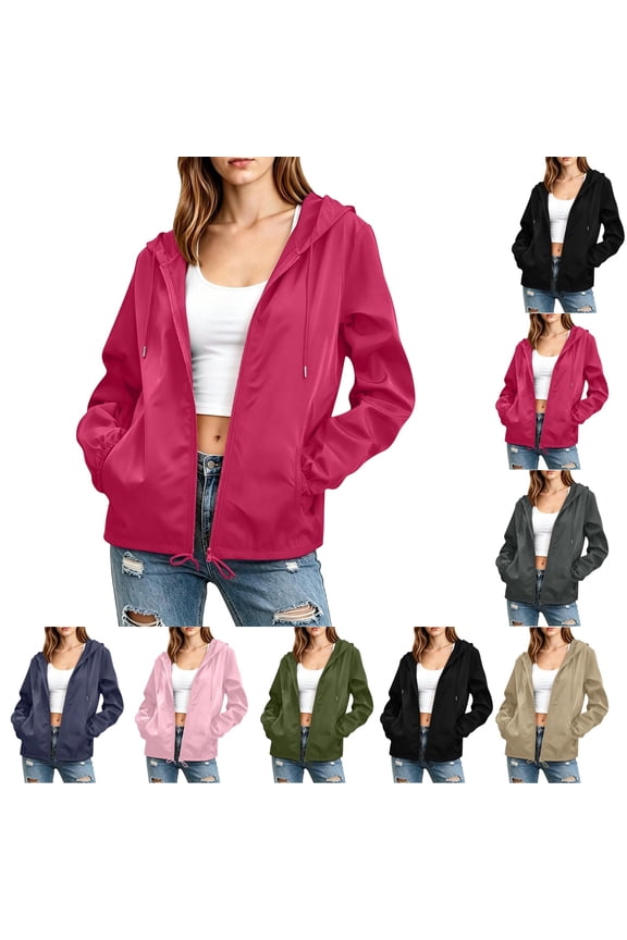 Rain Jacket Women Lightweight Waterproof Outdoor Windbreaker with Hood Loose Fit Trench Coat Outdoor Travel Raincoat Hot Pink XL