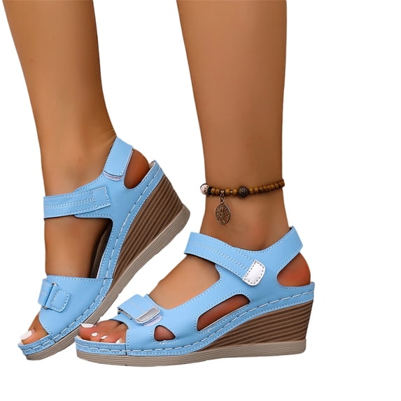 UDAUDU Sandals for Women Low Block Chunky Heels Open Toe Ankle Strap Heel Fashion Party Dress Pump Shoes Slip On Strappy Buckle Heeled Sandals Blue US 5.5