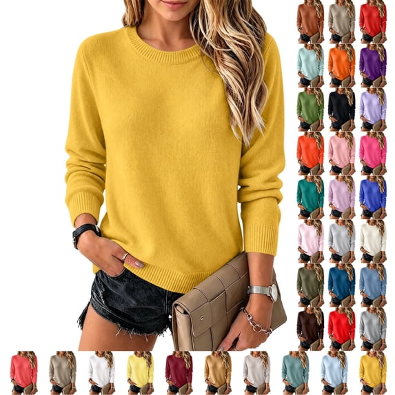 UDAUDU Sweaters for Women Long Sleeve Lightweight Crew Neck Soft Knit Wool Blend 2026 Fall Winer Business Tops L