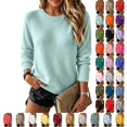 thumbnail image 1 of UDAUDU Sweaters for Women Long Sleeve Lightweight Crew Neck Soft Knit Wool Blend 2026 Fall Winer Business Tops M, 1 of 9