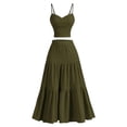 thumbnail image 1 of UDAUDU Two Piece Smocked Dress Set for Women Cami Top & Ruffle Hem Maxi Skirt Summer Set Army Green 2XL, 1 of 7