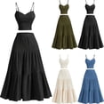 thumbnail image 1 of UDAUDU Two Piece Smocked Dress Set for Women Cami Top & Ruffle Hem Maxi Skirt Summer Set Black 2XL, 1 of 9