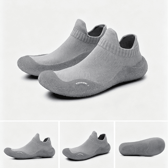 UDAUDU Water Shoes for Women Barefoot Sock Shoes Hiking Slip On Fitness Shoes Multi-Purpose & Ultra-Portable Water Footwear Gray Women 7-7.5/Men 6-6.5