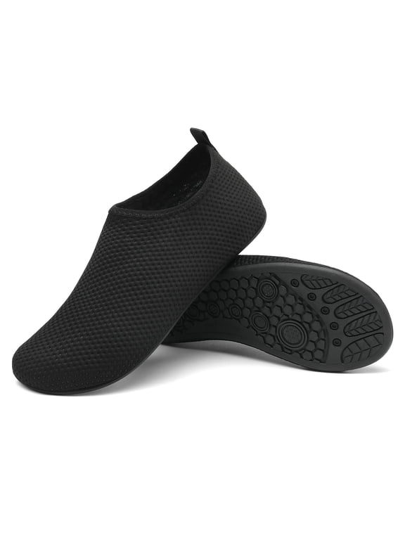 Water Sports Shoes for Women Men Swim Shoes Comfortable Barefoot Aqua Socks Flexible Vacation Beach Shoes Quickly-Dry Slip on 2026 Shoes Black