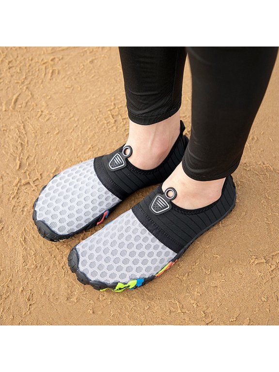 Water Sports Shoes for Women Men Swim Shoes Comfortable Water Socks Aqua Yoga Socks Diving Snorkeling Running Surfing Exercise Beach Shoes Quickly Dry Slip on 2026 Shoes Gray