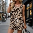 thumbnail image 1 of UDAUDU Women 2 Piece Outfits Sets Summer Floral Graphic Sleeveless Tank Tops & Shorts Beach Casual Loungewear Brown XL, 1 of 8