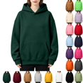 thumbnail image 1 of UDAUDU Women Oversized Hoodie Long Sleeve Fleece Y2K Hoodie with Kangaroo Pockets Casual Fall Trendy Sweatshirts Preppy Sweatshirt Dark Green XL, 1 of 6