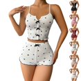 thumbnail image 1 of UDAUDU Women Pajamas Set 2 Piece Cute Heart Print Cami Top and Shorts Lounge Sets Nightwear Outfits L, 1 of 8