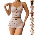thumbnail image 1 of UDAUDU Women Pajamas Set 2 Piece Cute Heart Print Cami Top and Shorts Lounge Sets Nightwear Outfits M, 1 of 8